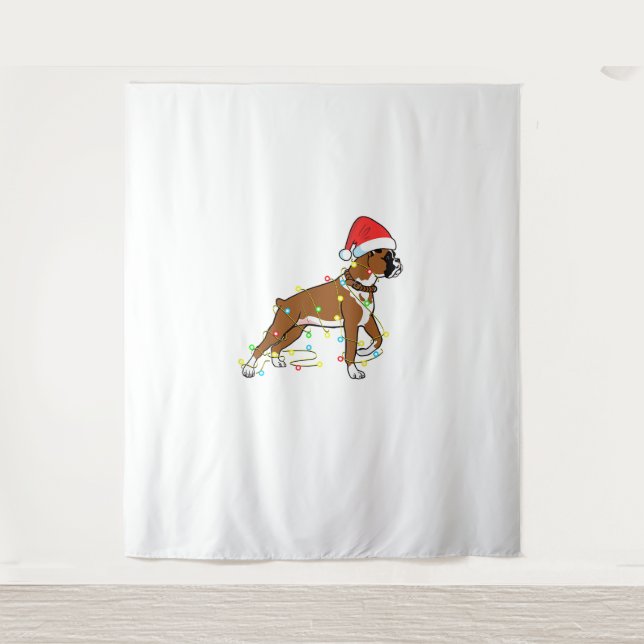 Christmas Lights Boxer Dog Lover Funny Gift  Tapestry (Front)