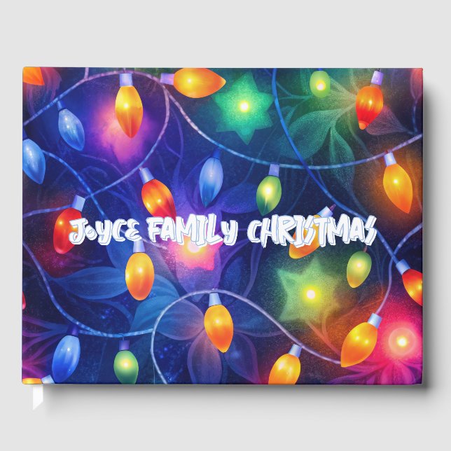 Christmas Lights Bright Holiday Whimsical Merry Guest Book (Front)