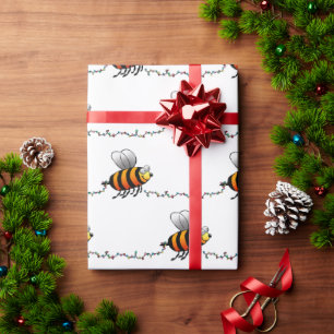 Christmas Lights Bumble Bee Pattern Wrapping Paper