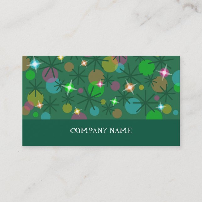 Christmas Lights business card green stripe (Front)