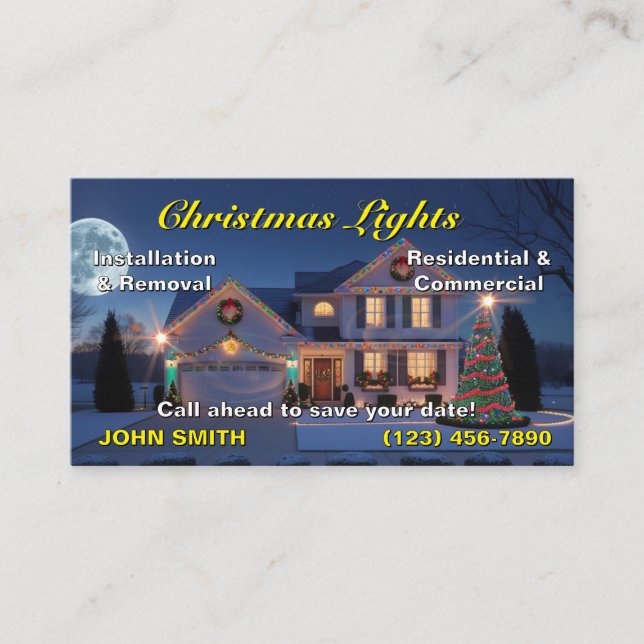 Christmas Lights Business Cards (Front)