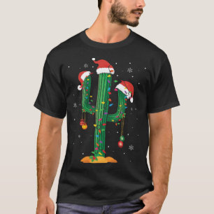 Christmas Lights Cactus Lover Funny Xmas Pajama T-Shirt