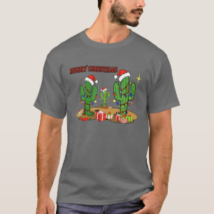 Christmas Lights Cactus Lover Funny Xmas T-Shirt