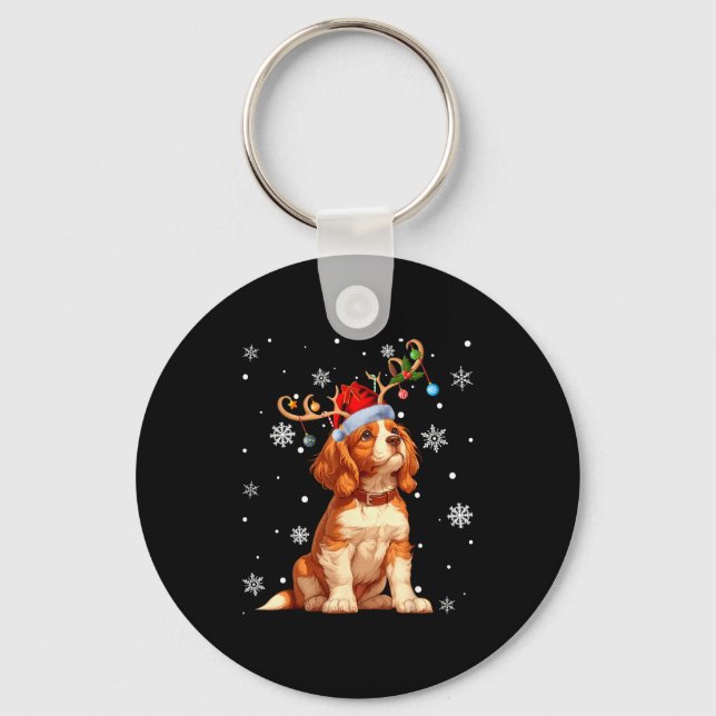 Christmas Lights Cavalier King Charles Spaniel Xma Key Ring (Front)