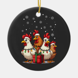 Christmas Lights Chicken Santa Funny Xmas Ceramic Tree Decoration