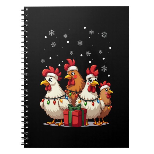 Christmas Lights Chicken Santa Funny Xmas Notebook (Front)