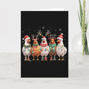 Christmas Lights Chicken Santa Funny Xmas Tree Card