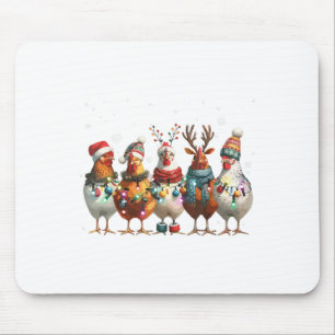 Christmas Lights Chicken Santa Funny Xmas Tree Chi Mouse Pad