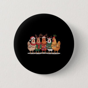 Christmas Lights Chicken Santa Funny Xmas Tree For 6 Cm Round Badge