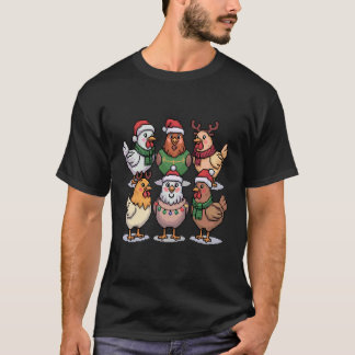 Christmas Lights Chicken Santa Funny Xmas Tree for T-Shirt