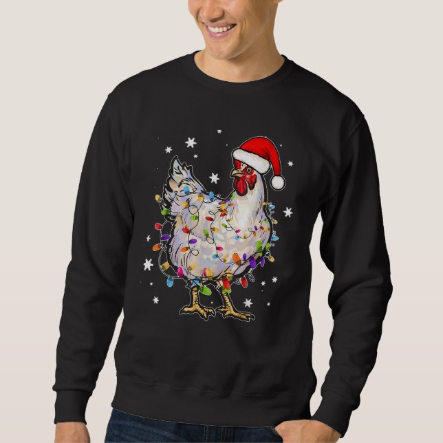 Christmas Lights Chicken Santa Sweatshirt (Front)