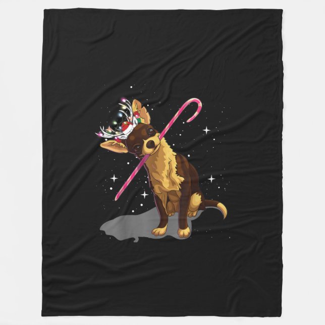 christmas lights chihuahua fleece blanket (Front)