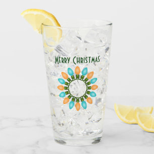 Christmas Lights Circle in Orange and Blue Glass