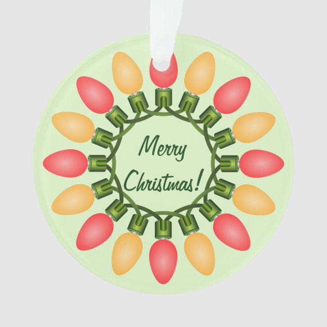 Christmas Lights Circle in Red and Orange Ornament (Front)