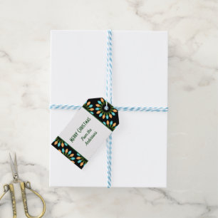 Christmas Lights Circles Pattern Orange and Blue Gift Tags