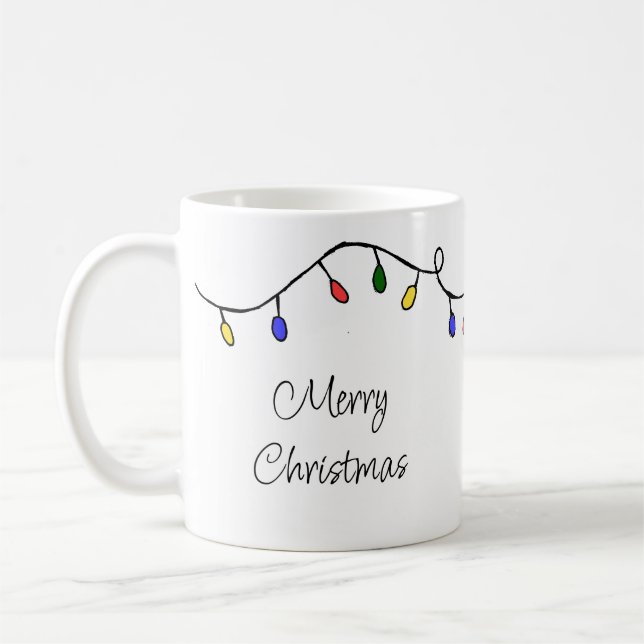 Christmas Lights Colourful Festive Holiday    Coffee Mug (Left)