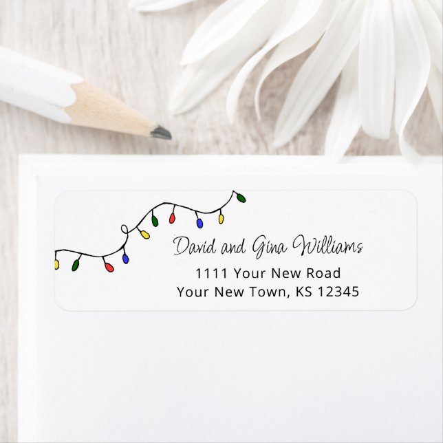Christmas Lights Colourful Retro Return Address (Insitu)