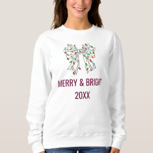 Christmas Lights Coquette Bow Burgundy Custom Gift Sweatshirt