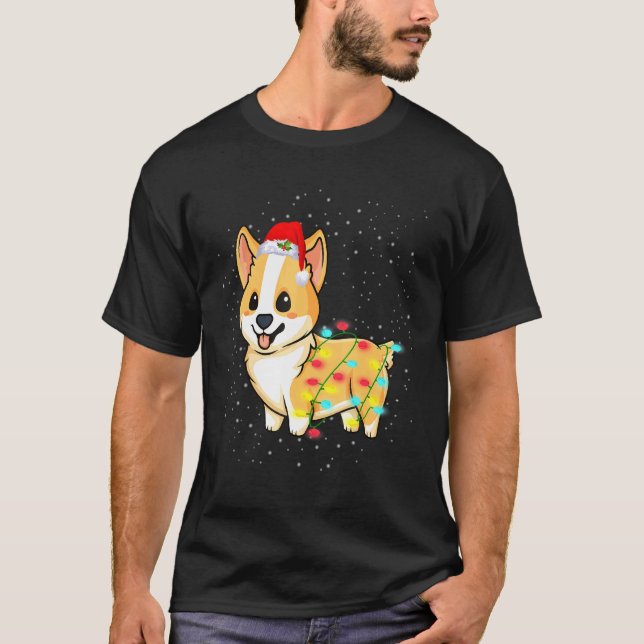 Christmas Lights Corgi T-Shirt (Front)