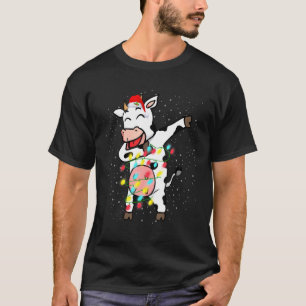 Christmas Lights Cow Dabbing T-Shirt