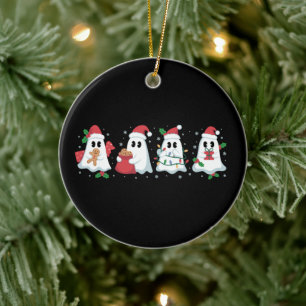 Christmas Lights Cute Ghost Xmas Boo Ceramic Tree Decoration