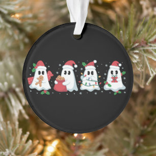 Christmas Lights Cute Ghost Xmas Boo  Ornament
