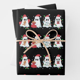 Christmas Lights Cute Ghost Xmas Boo  Wrapping Paper Sheet