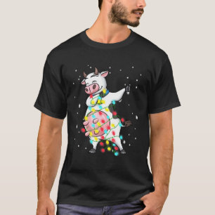 Christmas Lights Dabbing Cow T-Shirt