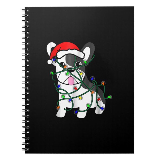 christmas lights decoration funny french bulldog notebook (Front)