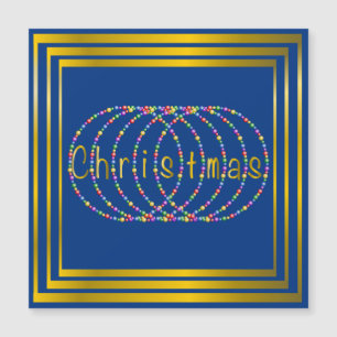 Christmas Lights Design on Blue with Gold