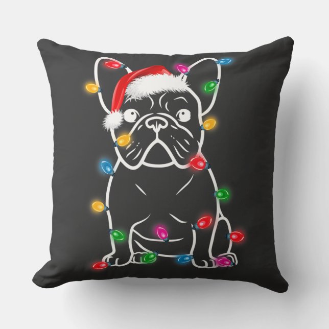 Christmas Lights Dog - French Bulldog T-Shirt Cushion (Front)
