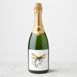 Christmas Lights Dragonfly Sparkling Wine Label