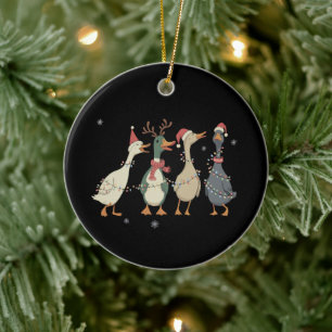 Christmas Lights Ducks Funny Animals Farm Lover Ceramic Tree Decoration