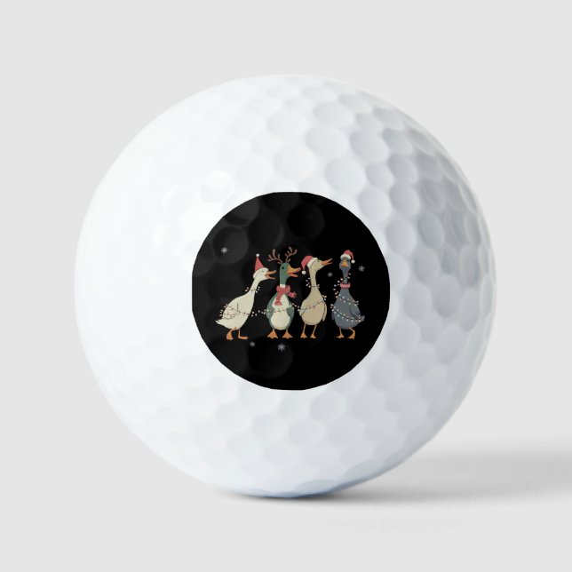 Christmas Lights Ducks Funny Animals Farm Lover  Golf Balls (Front)