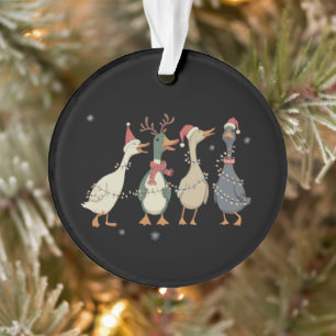 Christmas Lights Ducks Funny Animals Farm Lover Ornament