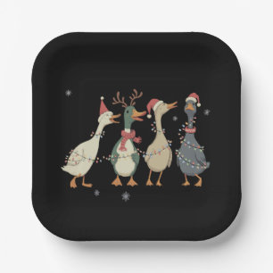 Christmas Lights Ducks Funny Animals Farm Lover Paper Plate