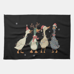 Christmas Lights Ducks Funny Animals Farm Lover  Tea Towel