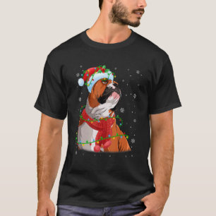 Christmas Lights English Bulldog Dog Santa Hat Sca T-Shirt