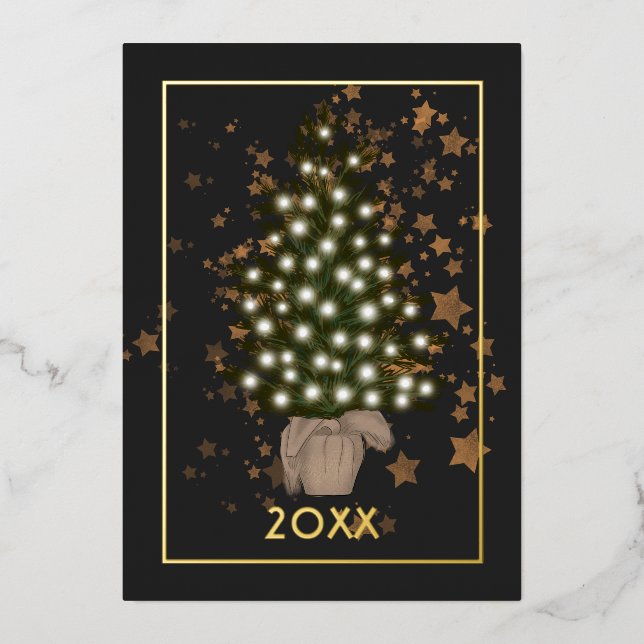 Christmas Lights Family Photo Collage Foil Holiday (Front)