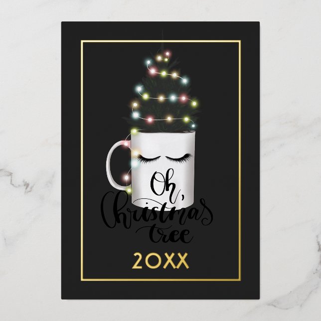 Christmas Lights Family Photo Collage Foil Holiday (Front)