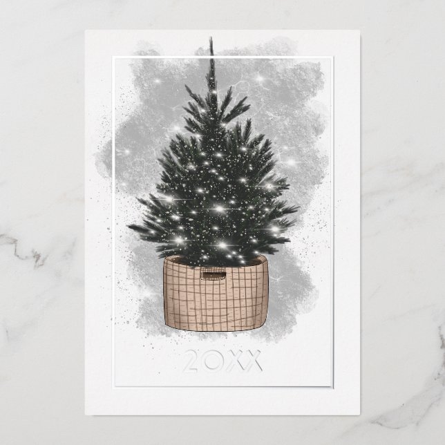 Christmas Lights Family Photo Collage Foil Holiday (Front)