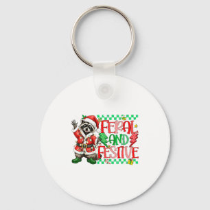 Christmas Lights Feral But Festive Funny Raccoon S Key Ring