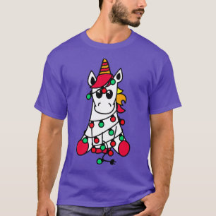 Christmas Lights Festive Holiday Unicorn  T-Shirt