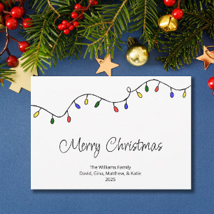 Christmas Lights Festive Retro   Holiday Card