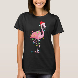 Christmas Lights Flamingo Lover Funny Xmas T-Shirt
