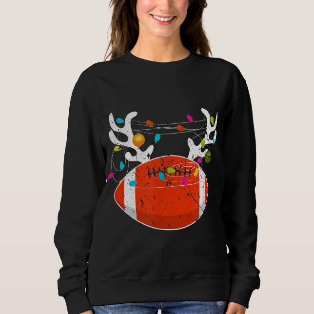 Christmas Lights Football Ball Funny Xmas Sweatshirt (Front)