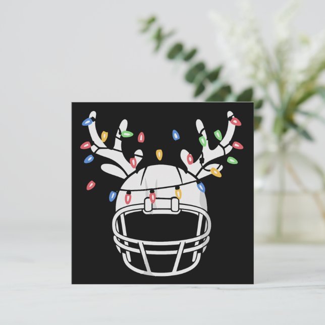 Christmas Lights Football Helmet Funny Xmas Holiday Card (Standing Front)