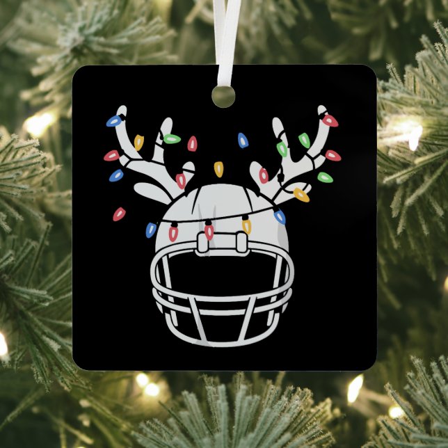 Christmas Lights Football Helmet Funny Xmas Metal Tree Decoration (Insitu)