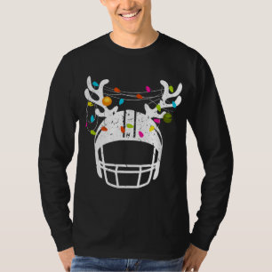 Christmas Lights Football Helmet Funny Xmas T-Shirt