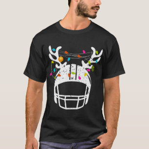 Christmas Lights Football Helmet Funny Xmas T-Shirt